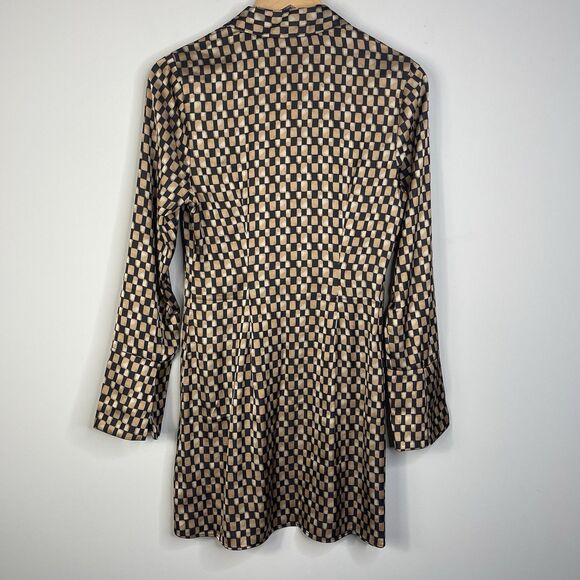 Abercrombie Fitch Satin Shirt Dress Womens Size Small Front Button Long Sleeve - Picture 6 of 7